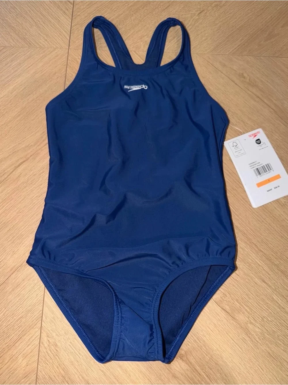 Speedo Girls' Solid Navy One-Piece Swimsuit